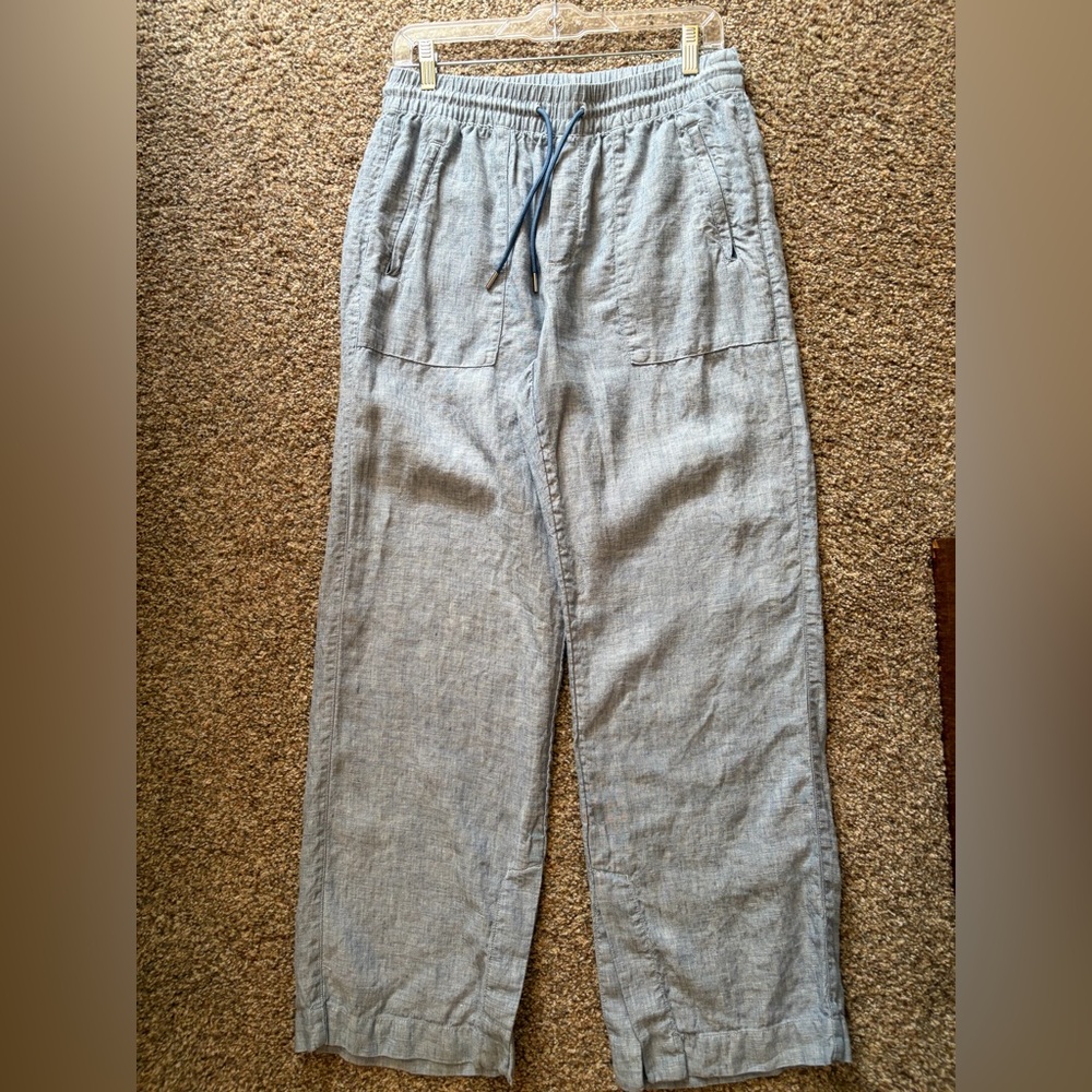 Athleta Light Blue Retreat, Linen High Rise Wide Leg Pants